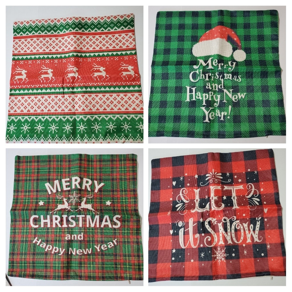 Christmas Throw Pillow Case Cover set of 4